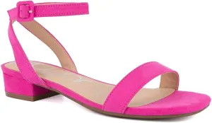 Sugar Women's Low Block Heel Dress Sandals – Ankle Strap Open Toe Comfortable Walking Heels for Casual, Party, or Work
