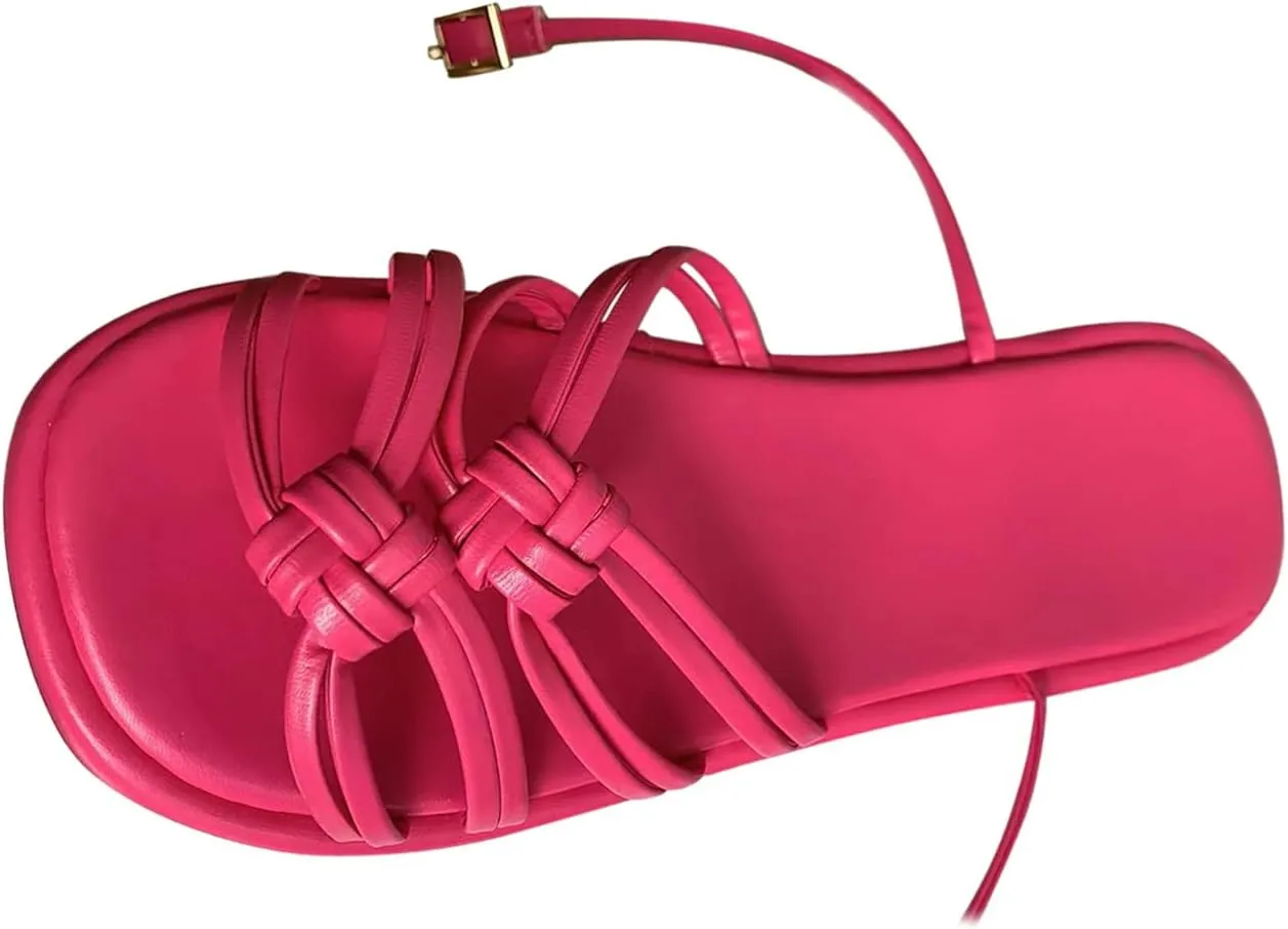 Summer Braided Strap Flat Sandals for Women Adjustable Slingback Strap Beach Sandales Casual Comfortable Footwear