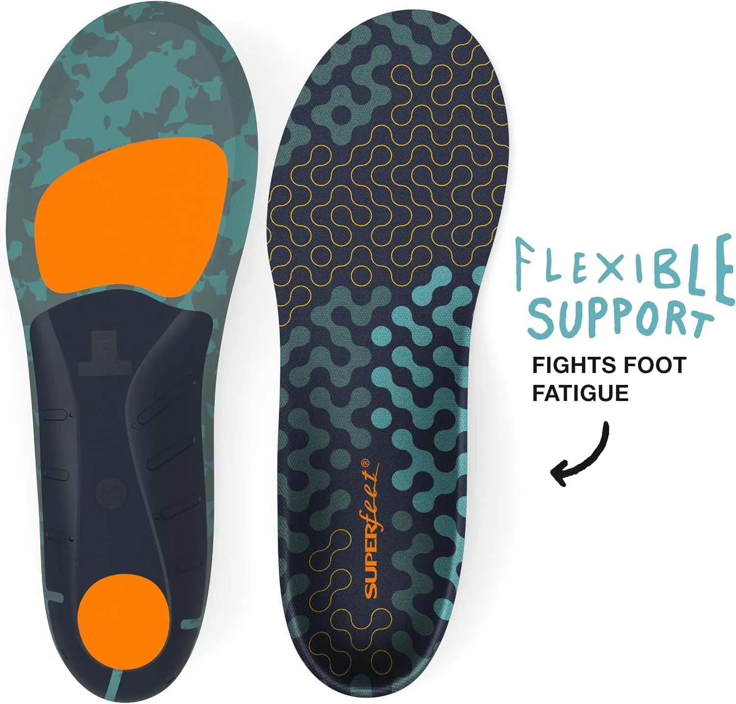 Superfeet Run Cushion High Arch Insoles - High Arch Support - Trim-to-Fit Inserts for Running Shoes - Professional Grade - 7.5-9 Men / 8.5-10 Women