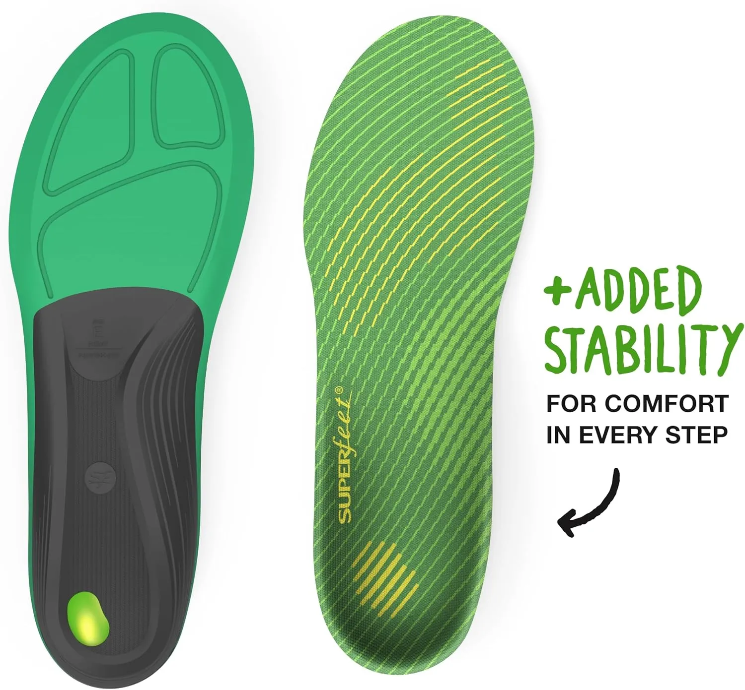 Superfeet Run Support High Arch Insoles - High Arch Support - Trim-to-Fit Carbon Fiber Orthotic Shoe Inserts for Running Shoes - Professional Grade - 9.5-11 Men / 10.5-12 Women