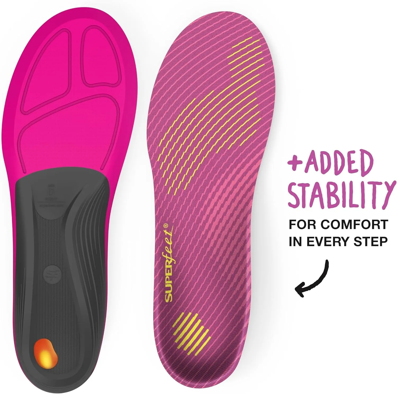 Superfeet Run Women's Support Insoles - Trim-To-Fit High Arch Support - Carbon Fiber Orthotic Shoe Inserts for Running Shoes - Professional Grade - 6.5-8 Women