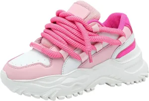 Synthetic Y2K Retro Chunky Platform Sneakers Lace Up Thick Sole Casual Walking Shoes for Streetwear Travel Daily Outfits Women and Teens
