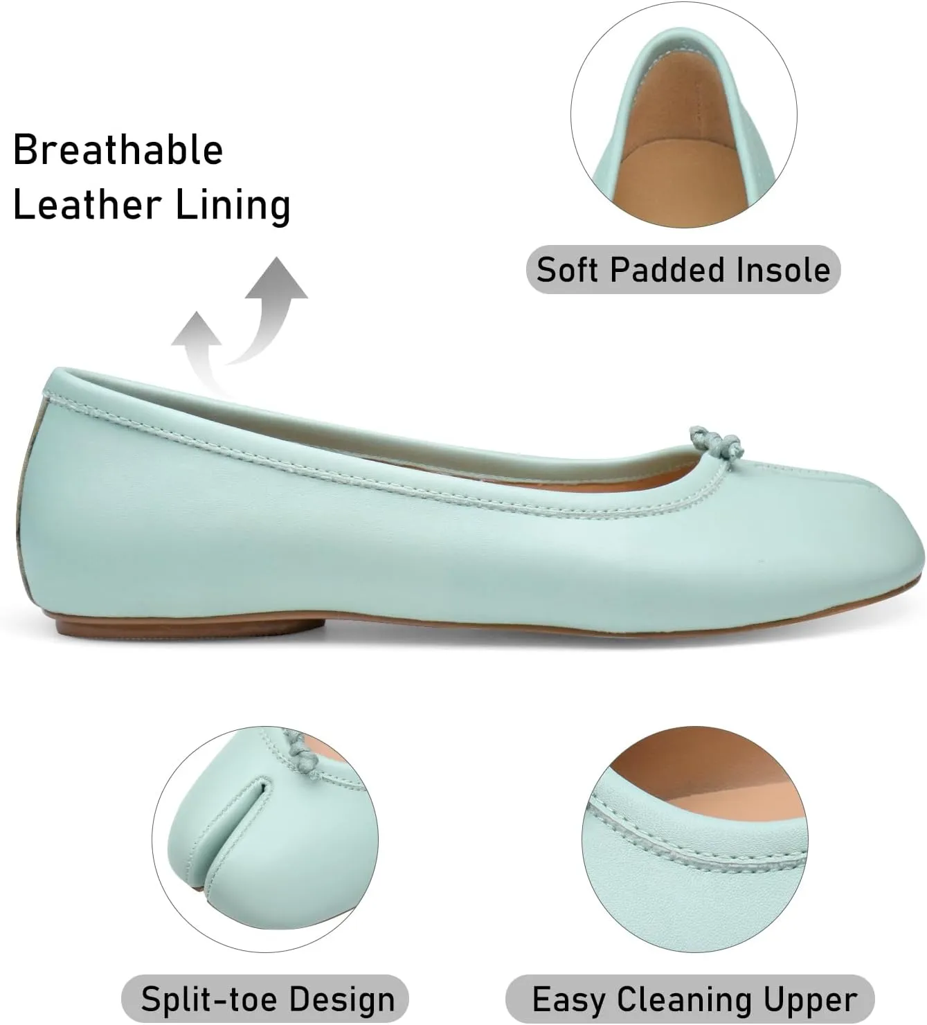 Tabi Shoes Women Split Toe Wide Width Ballet Flats Comfort Casual Work Shoes for Women Office 2025 Spring