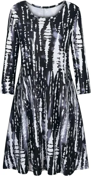 Tanst Sky Womens Casual Round Neck Plus Size Floral Tunic Shirt Dress with Pockets