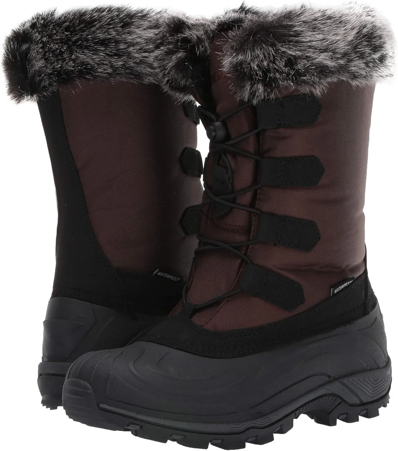 TECS 10" Womens Mid Calf Waterproof Winter Snow Boots Warm Faux Fur Lined Lightweight, Insulated, Anti Slip