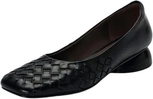 TinaCus Women's Genuine Leather Comfortable Weave Square Toe Slip On Casual Flats Dressy Shoes