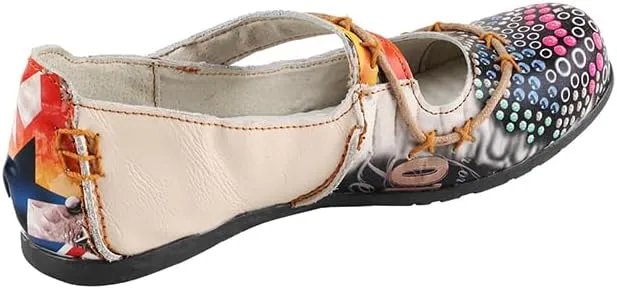 TMA EYES Multicolor Stitching Flat Soft Sole Unique Walking Style Women Shoes
