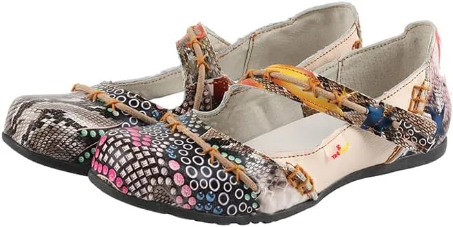 TMA EYES Multicolor Stitching Flat Soft Sole Unique Walking Style Women Shoes