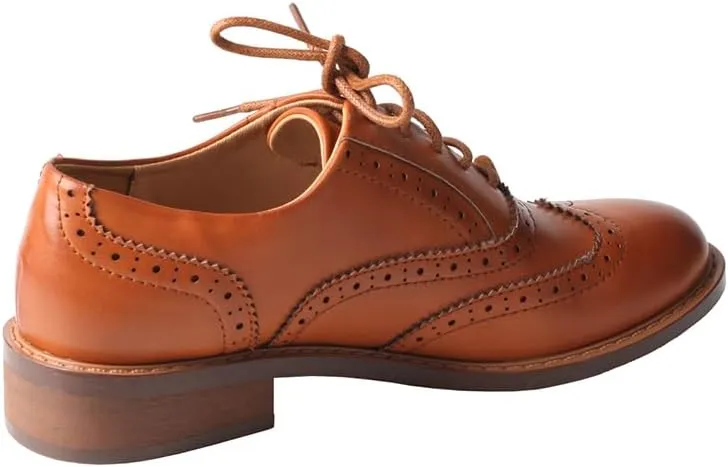 TMA EYES Women's Classic Loafers Fashion Leather Lace up Shoes Low Heel