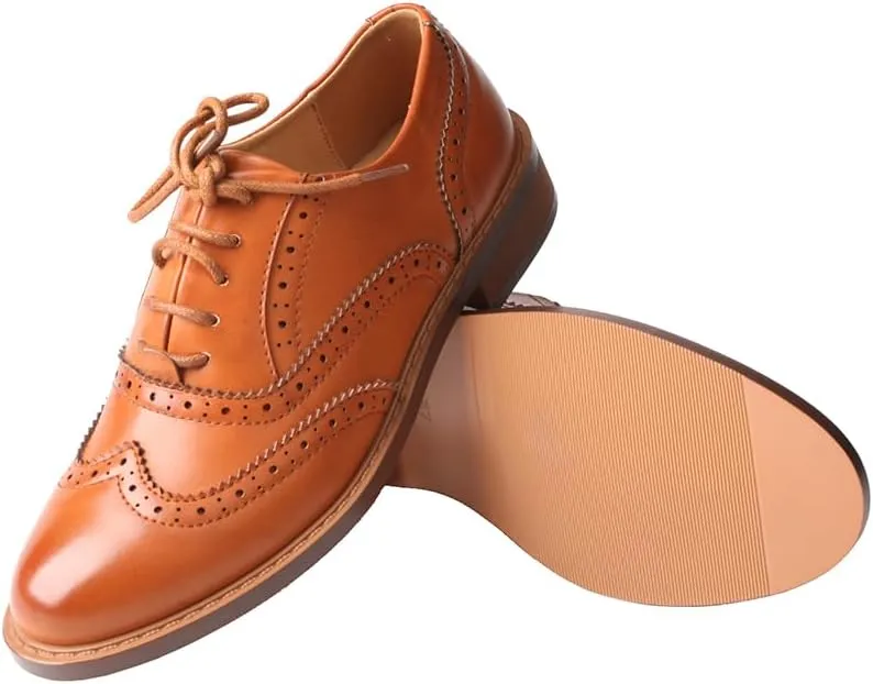 TMA EYES Women's Classic Loafers Fashion Leather Lace up Shoes Low Heel
