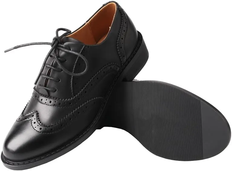 TMA EYES Women's Classic Loafers Fashion Leather Lace up Shoes Low Heel