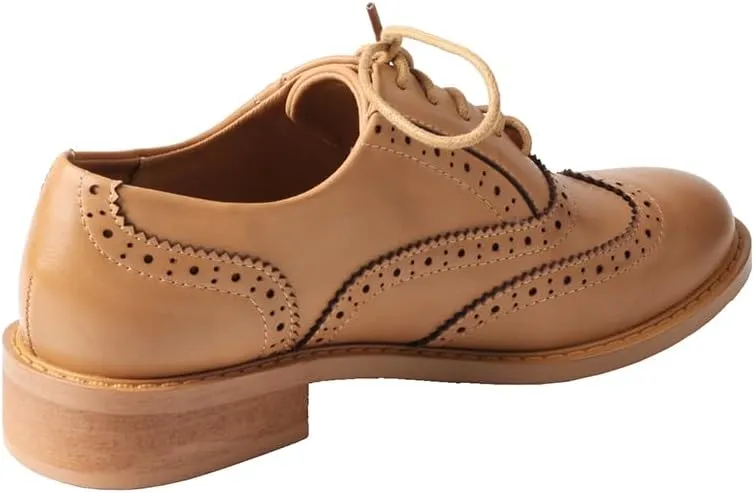TMA EYES Women's Classic Loafers Fashion Leather Lace up Shoes Low Heel