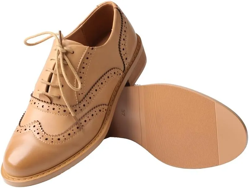 TMA EYES Women's Classic Loafers Fashion Leather Lace up Shoes Low Heel