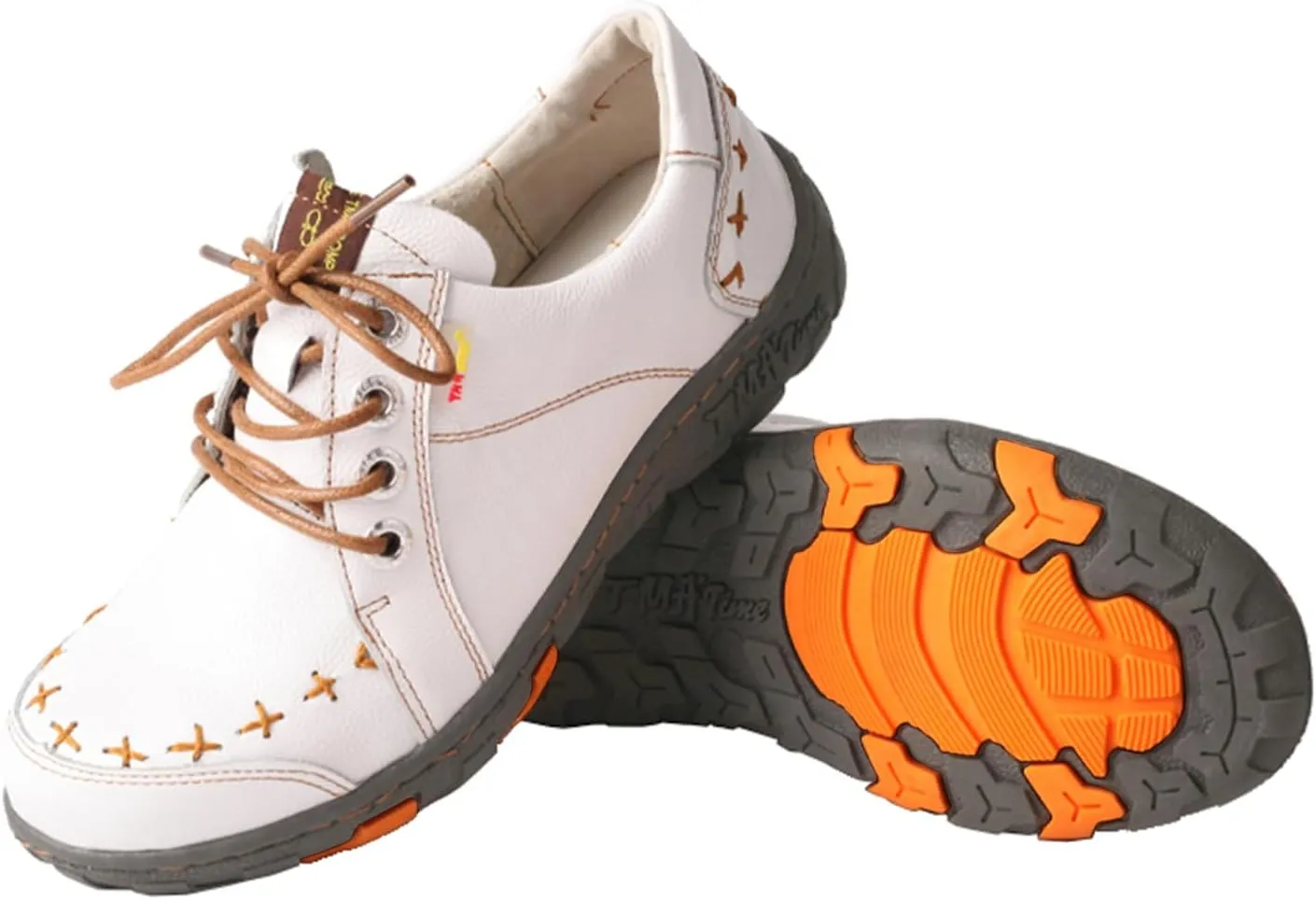 TMA EYES Women's Vintage Genuine Leather Shoes Comfort Lace-up Flats Anti-Slip Sport Shoes