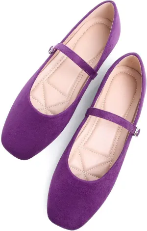 TN TANGNEST Leather Flats for Women Comfortable Square Toe Slip On Flats Soft Work Flats Retro Mary Jane Flats