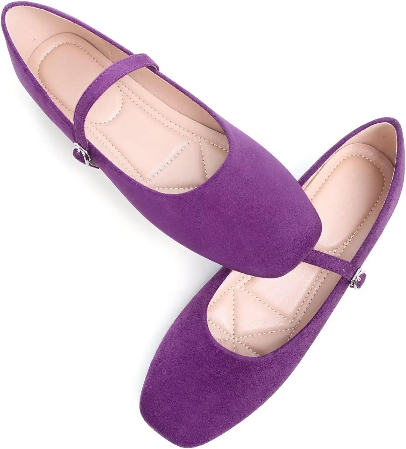 TN TANGNEST Leather Flats for Women Comfortable Square Toe Slip On Flats Soft Work Flats Retro Mary Jane Flats