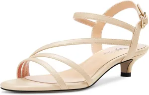 TNYNFBEB Women Low Kitten Heel Peep Open Toe Sandals Ankle Strap Buckle Prom Party Cute Basic Classic 1.4 Inches Heels
