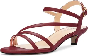 TNYNFBEB Women Low Kitten Heel Peep Open Toe Sandals Ankle Strap Buckle Prom Party Cute Basic Classic 1.4 Inches Heels