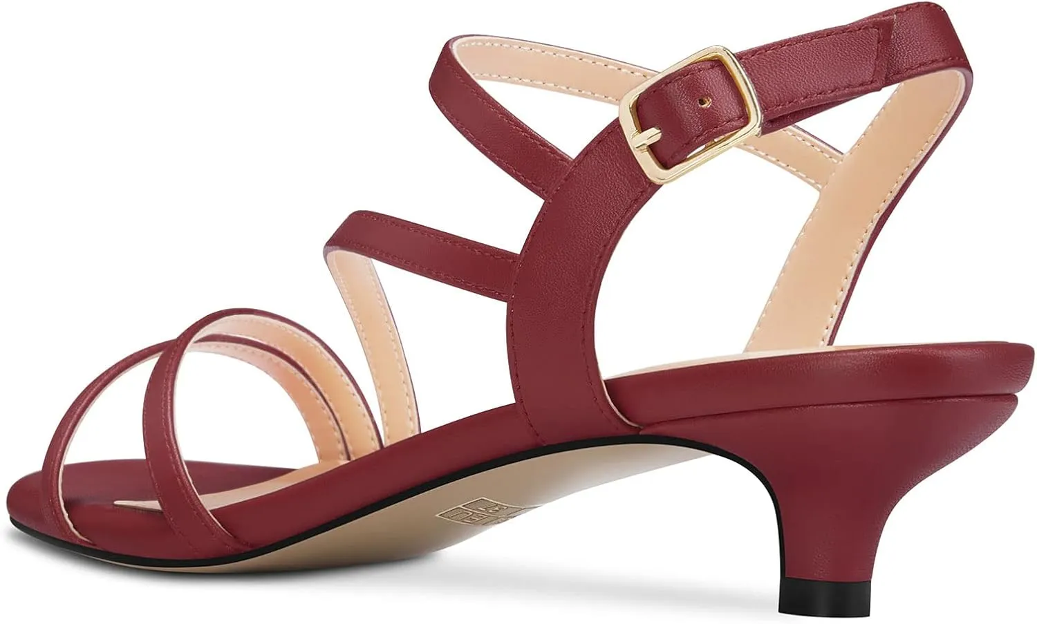 TNYNFBEB Women Low Kitten Heel Peep Open Toe Sandals Ankle Strap Buckle Prom Party Cute Basic Classic 1.4 Inches Heels