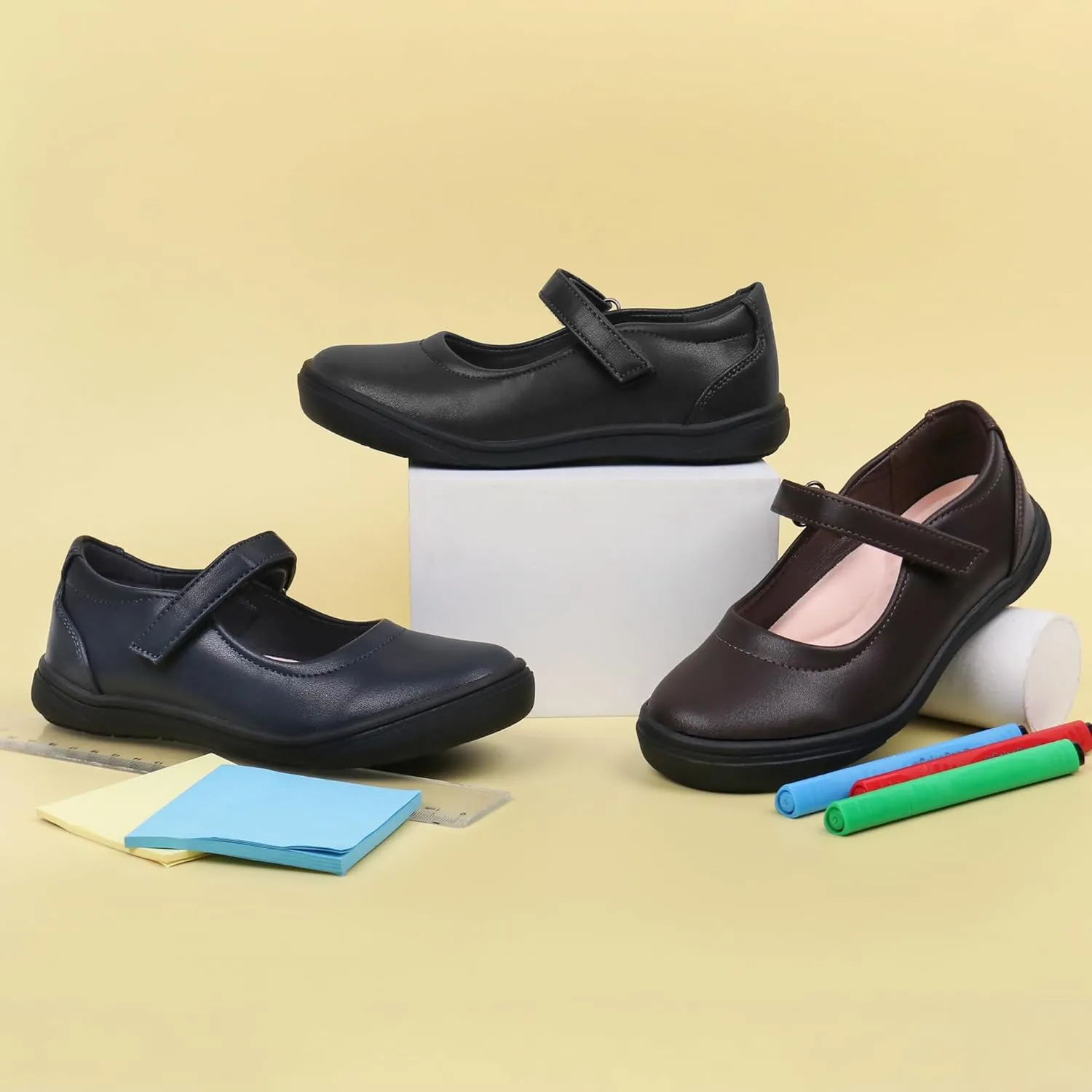 Tobfis Girl's Mary Jane Flats Lightweight School Uniform Shoes Black Dress Shoes (Toddler/Little Kid/Big Kid/Youth)