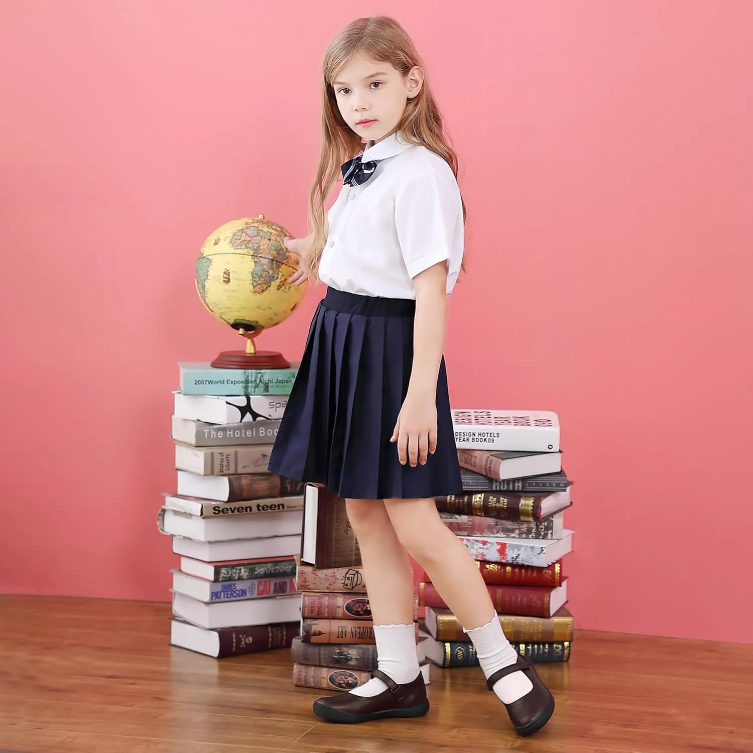 Tobfis Girl's Mary Jane Flats Lightweight School Uniform Shoes Black Dress Shoes (Toddler/Little Kid/Big Kid/Youth)