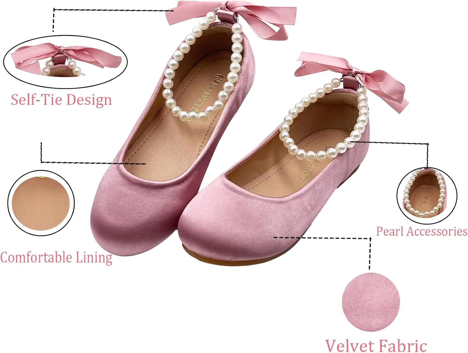 Toddler Flower Girl's Dress Shoes Mary Jane Ballet Shoes for Party,School, Birthday, Performance,Wedding
