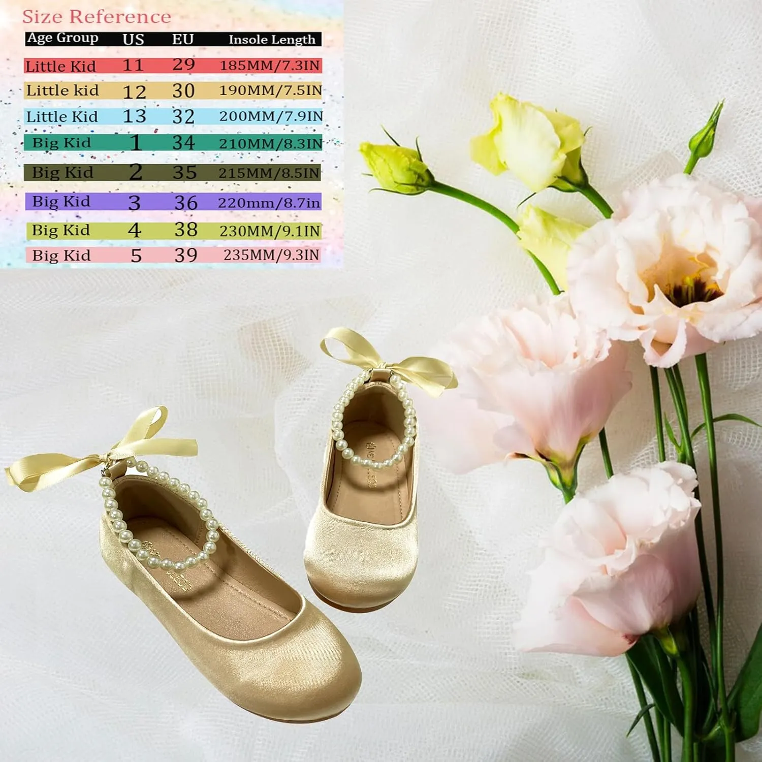 Toddler Flower Girl's Dress Shoes Mary Jane Ballet Shoes for Party,School, Birthday, Performance,Wedding