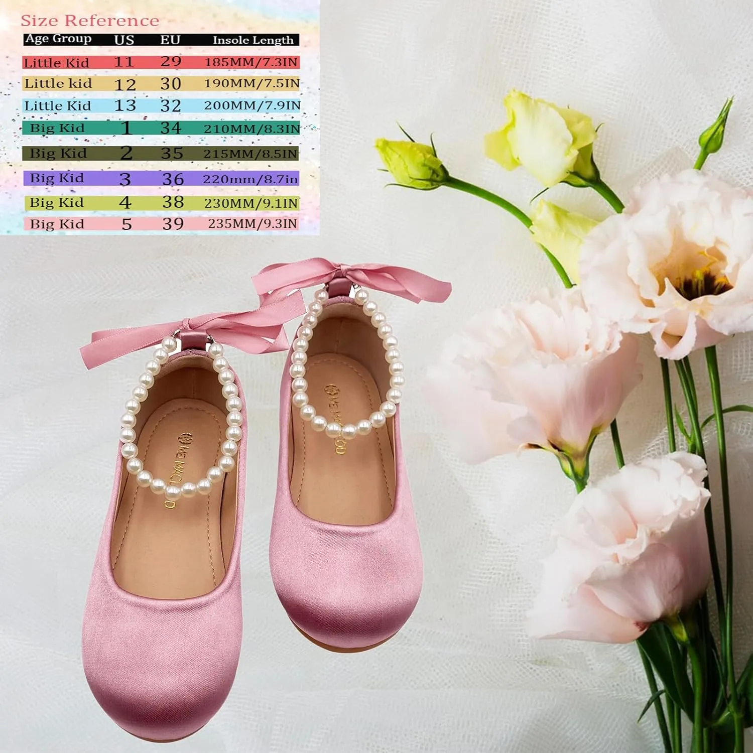 Toddler Flower Girl's Dress Shoes Mary Jane Ballet Shoes for Party,School, Birthday, Performance,Wedding