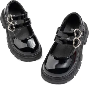 Toddler Girls Dress Shoes School Uniform Mary Jane Flats Little Kids Oxfords Comfortable Slip on Platform Flats for Wedding Party School