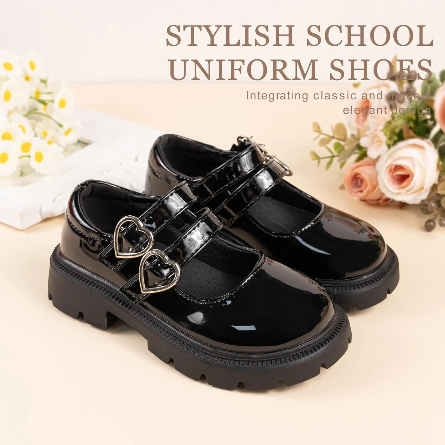 Toddler Girls Dress Shoes School Uniform Mary Jane Flats Little Kids Oxfords Comfortable Slip on Platform Flats for Wedding Party School