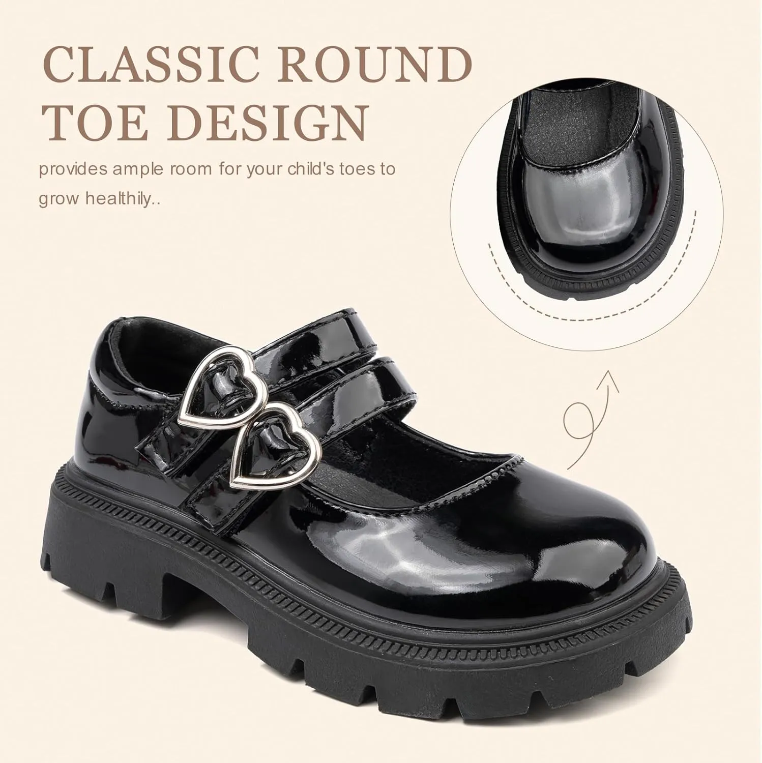 Toddler Girls Dress Shoes School Uniform Mary Jane Flats Little Kids Oxfords Comfortable Slip on Platform Flats for Wedding Party School