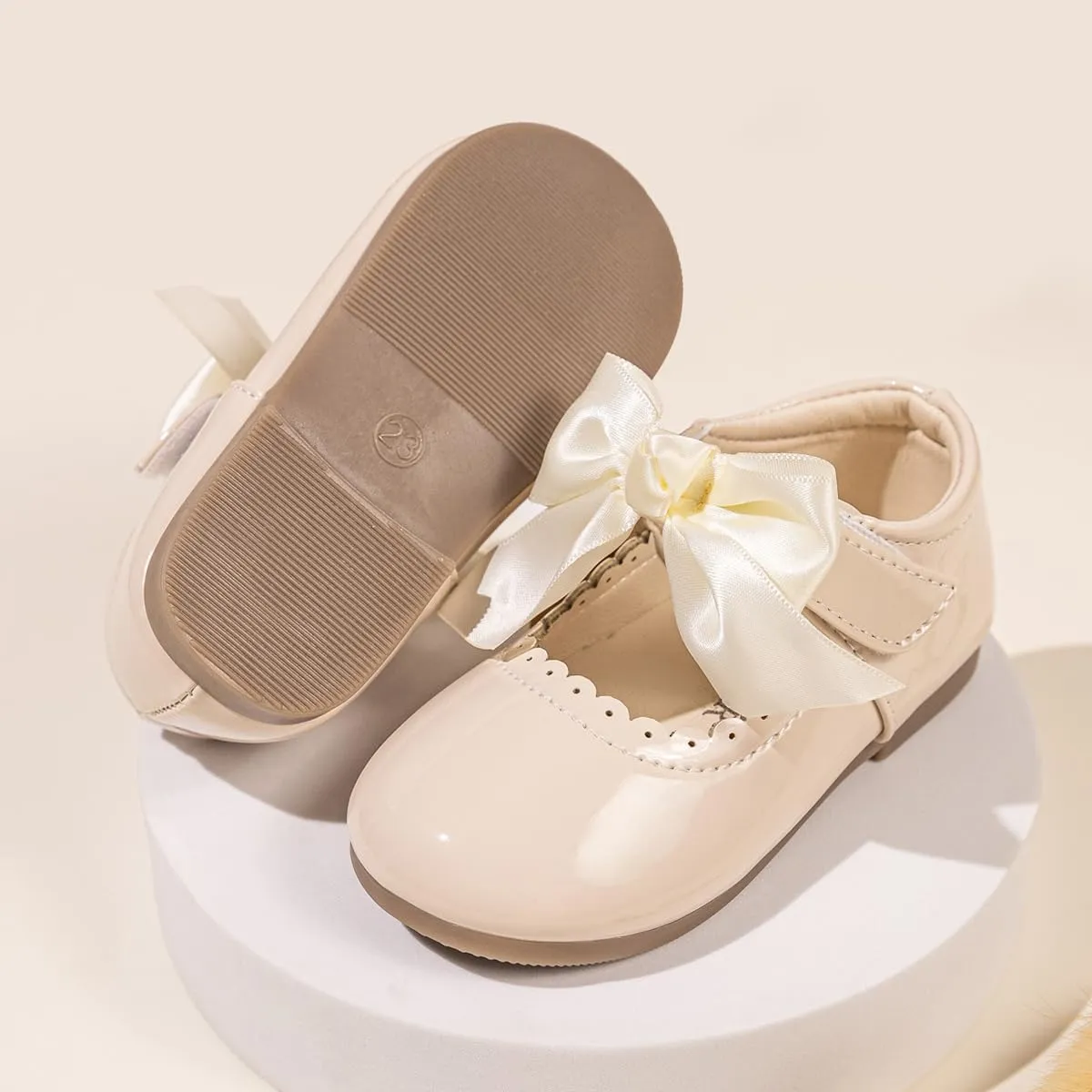 Toddler Girls Mary Jane Dress Shoes Ballet Flats Little Girls Soft Slip-On Bowknot Princess Shoes Wedding Party Casual Walking School Uniform Moccasins Baptism Shoes