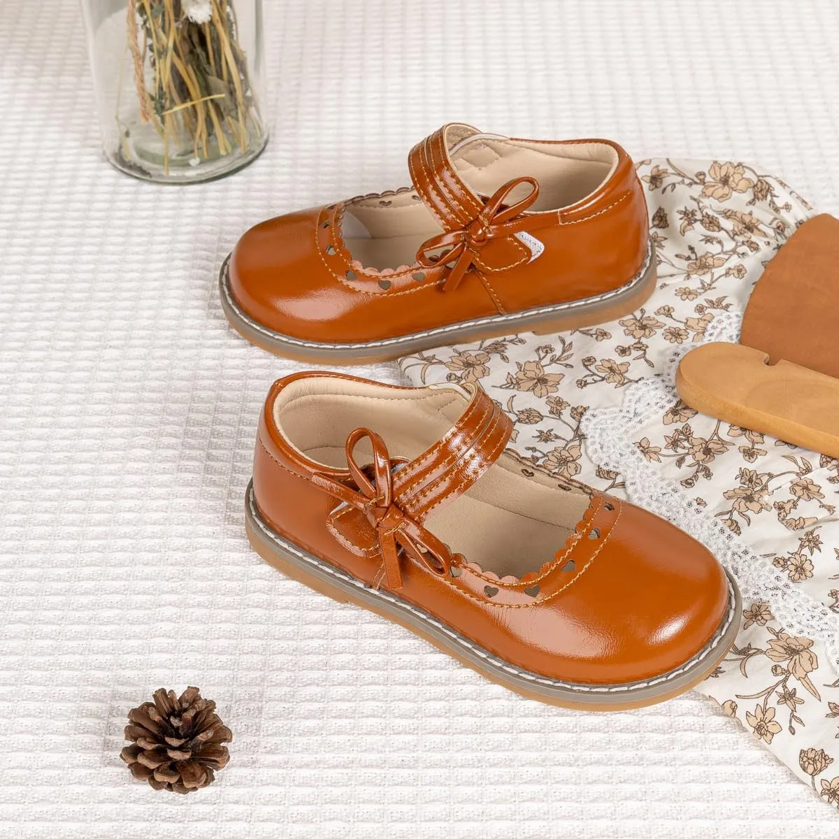 Toddler Girls Mary Jane Dress Shoes Ballet Flats Little Girls Soft Slip-On Bowknot Princess Shoes Wedding Party Casual Walking School Uniform Moccasins Baptism Shoes