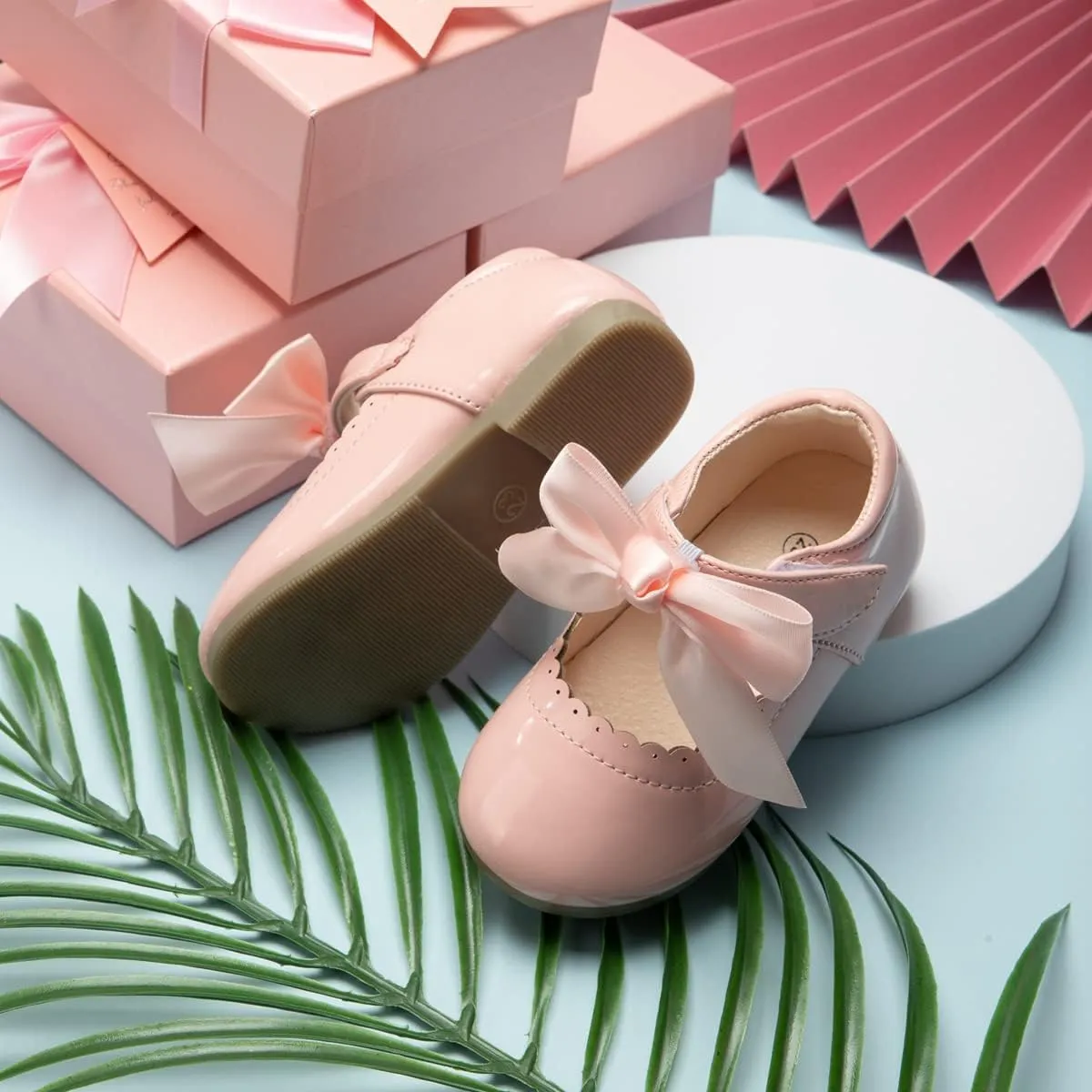 Toddler Girls Mary Jane Dress Shoes Ballet Flats Little Girls Soft Slip-On Bowknot Princess Shoes Wedding Party Casual Walking School Uniform Moccasins Baptism Shoes