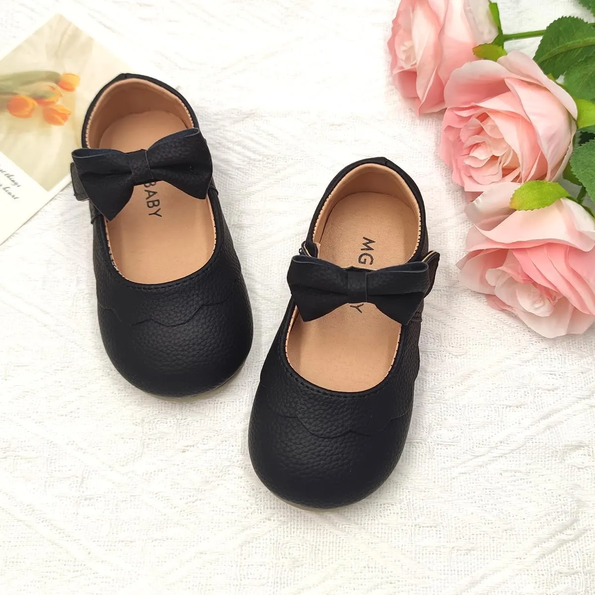 Toddler Girls Mary Jane Dress Shoes Little Kids Ballet Flats Bowkont Flower Wedding Party School Princess Shoes