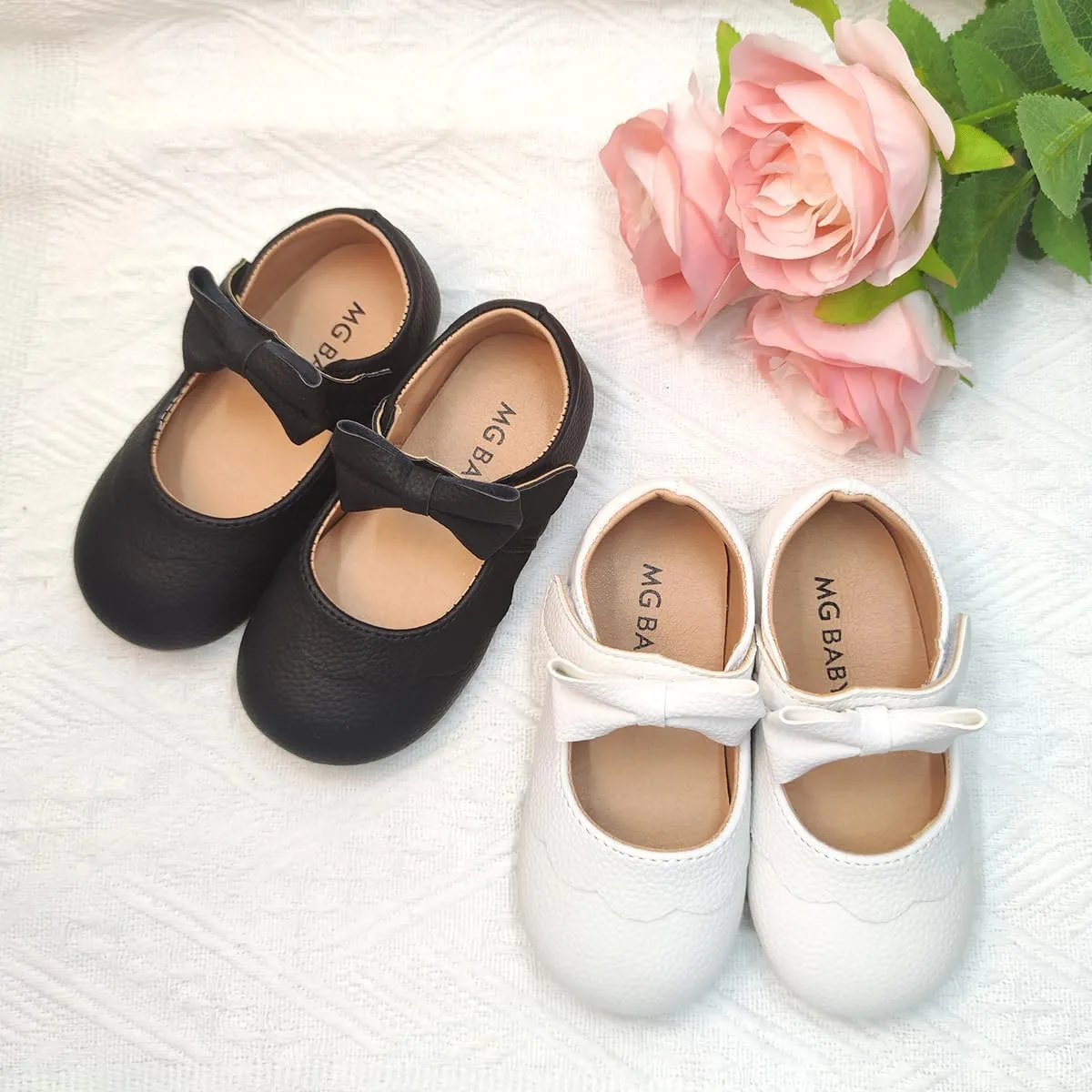 Toddler Girls Mary Jane Dress Shoes Little Kids Ballet Flats Bowkont Flower Wedding Party School Princess Shoes