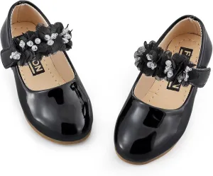 Toddler Girls Mary Jane Dress Shoes Little Kids Ballet Flats Bowkont Flower Wedding Party School Princess Shoes