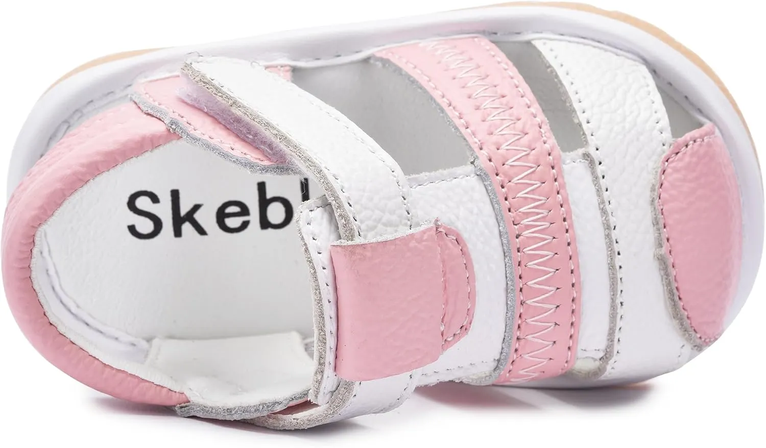 Toddler Girls Squeaky Shoes Flower Punch Baby Mary Jane Flats Sandals (Removable Squeakers)