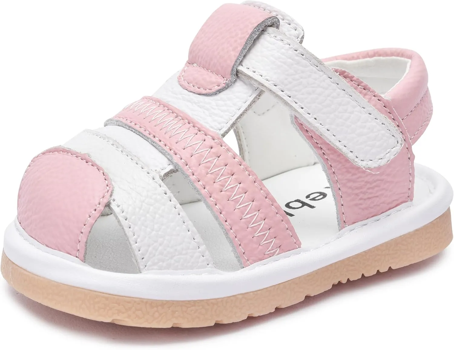 Toddler Girls Squeaky Shoes Flower Punch Baby Mary Jane Flats Sandals (Removable Squeakers)