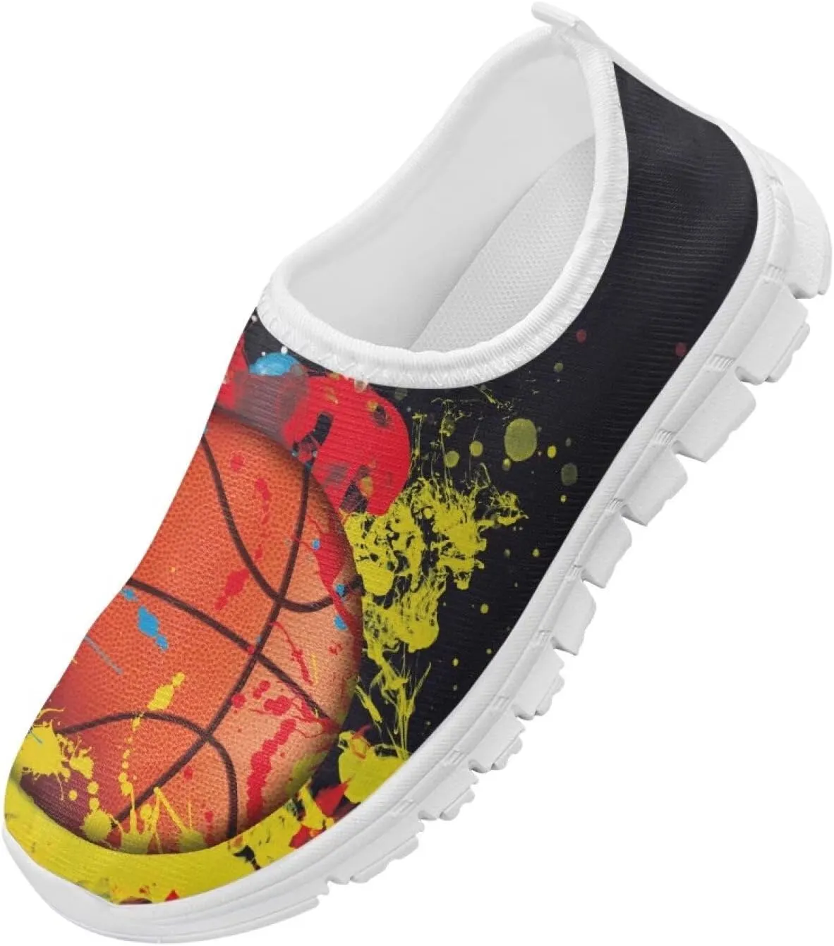 TODIYADDU Soccer Basketball Sports Lover Shoes for Boys Athletic Slip On Sneakers, White
