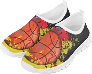 TODIYADDU Soccer Basketball Sports Lover Shoes for Boys Athletic Slip On Sneakers, White