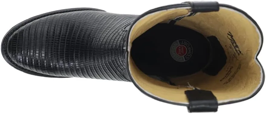Tony Lama Mens Kirtland 12 Inch Lizard Medium Round Toe Pull On Dress Boots Mid Calf - Black