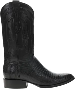 Tony Lama Mens Kirtland 12 Inch Lizard Medium Round Toe Pull On Dress Boots Mid Calf - Black