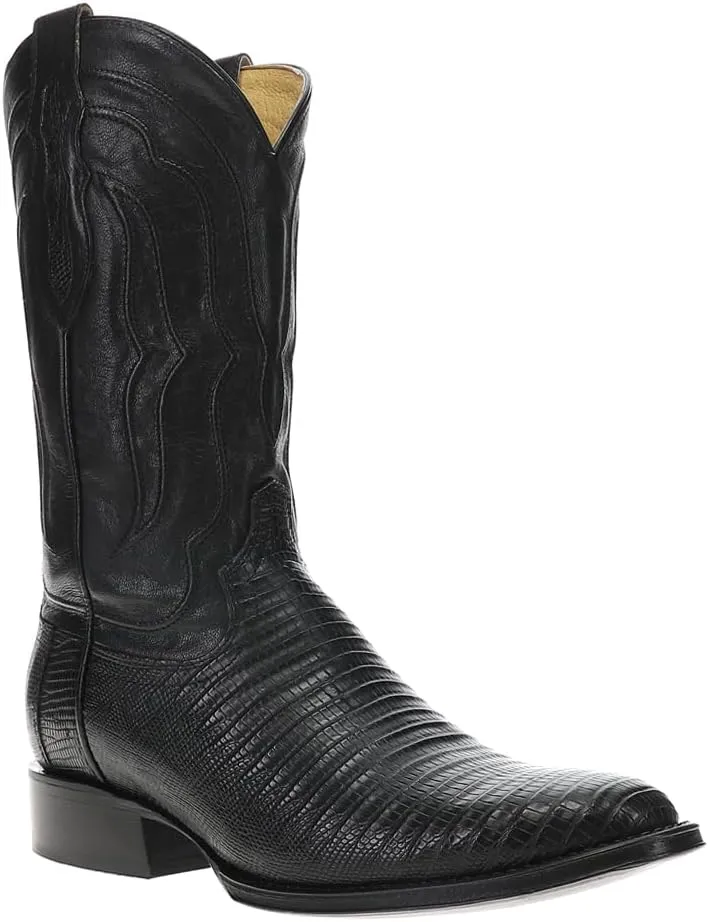 Tony Lama Mens Kirtland 12 Inch Lizard Medium Round Toe Pull On Dress Boots Mid Calf - Black
