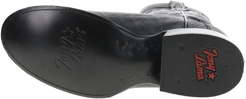 Tony Lama Mens Kirtland 12 Inch Lizard Medium Round Toe Pull On Dress Boots Mid Calf - Black