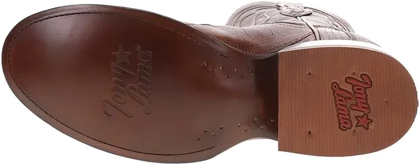 Tony Lama Mens Kirtland 12 Inch Lizard Medium Round Toe Pull On Dress Boots Mid Calf - Brown