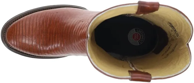 Tony Lama Mens Kirtland 12 Inch Lizard Medium Round Toe Pull On Dress Boots Mid Calf - Brown