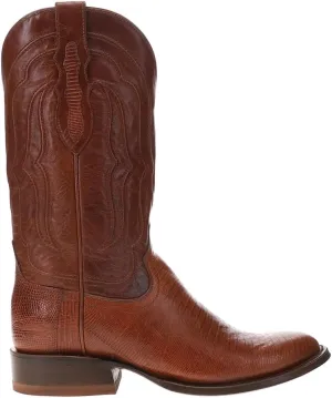 Tony Lama Mens Kirtland 12 Inch Lizard Medium Round Toe Pull On Dress Boots Mid Calf - Brown