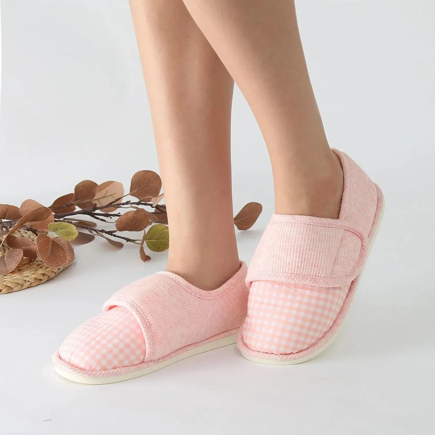 TOSOFT Breathable House Slippers For Women Postpartum Comfy Non Slip Arthritis Edema Slippers Indoor Outdoor Shoes Adjustable