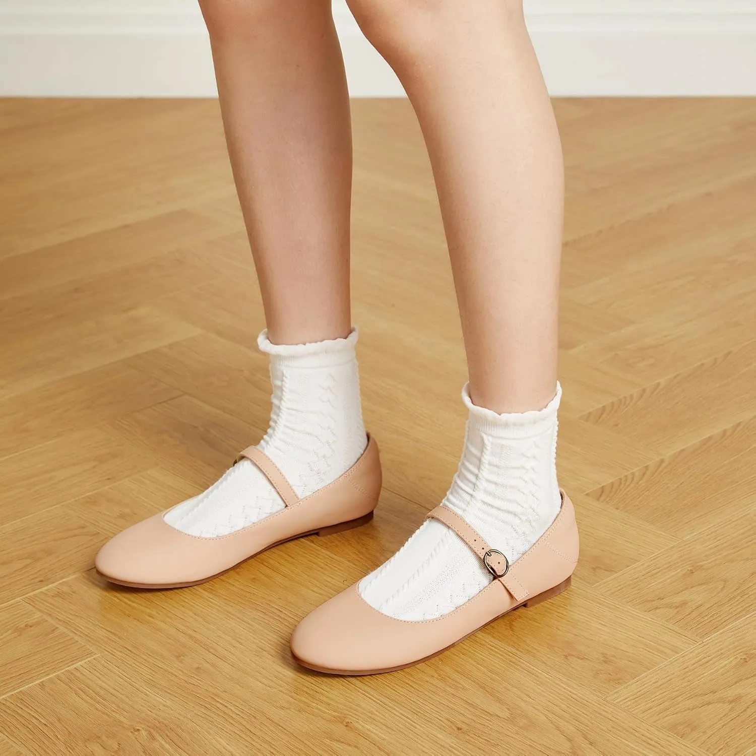 Trary Mary Jane Ballet Flats, Black Flats for Women, Ankle Strap Dressy Comfortable Flats